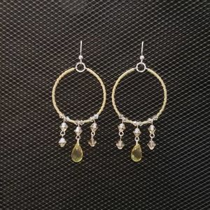 Pale yellow chandelier hoop earrings
